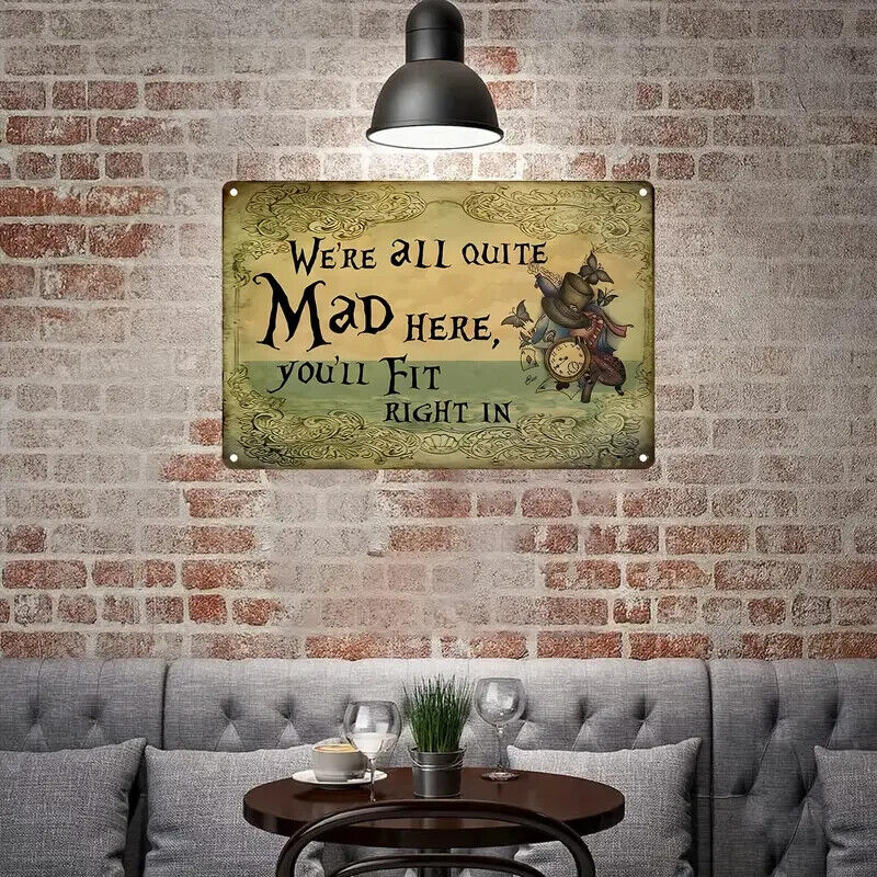ALICE IN WONDERLAND Tin Metal sign GIFT Art Deco Movie MAD HATTER DISNEY