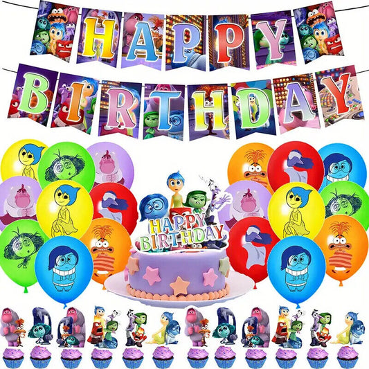 DISNEY PIXAR INSIDE OUT 2 Party Decorations Balloons Birthday Kid Banner Cake