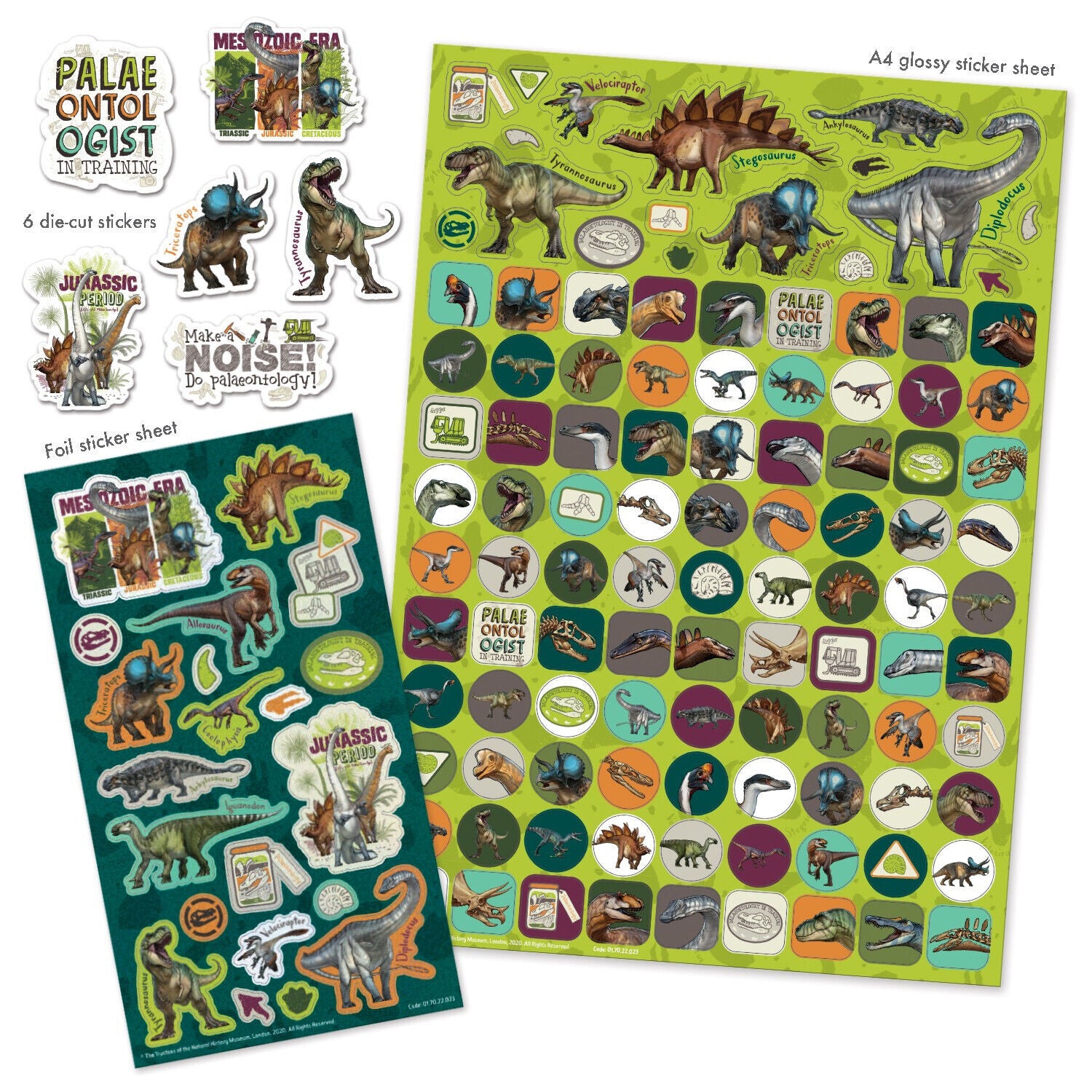 Natural History Museum MEGA PACK STICKERS DINOSAUR SPARKLY