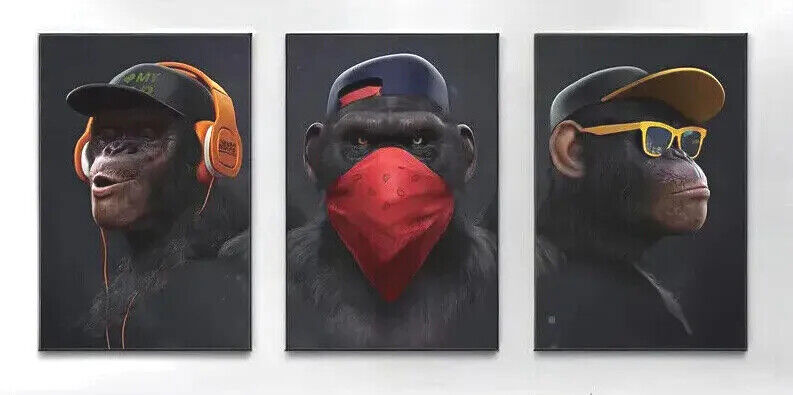 MONKEY CHIMPANZEE Canvas Wall Art Movie Poster Print Picture BANDANA CAP G