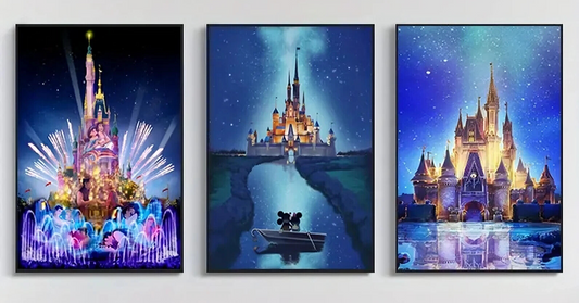 XLarge Disney Mickey & Minnie Mouse Castle Wall  UNFramed Canvas Picture 30X42