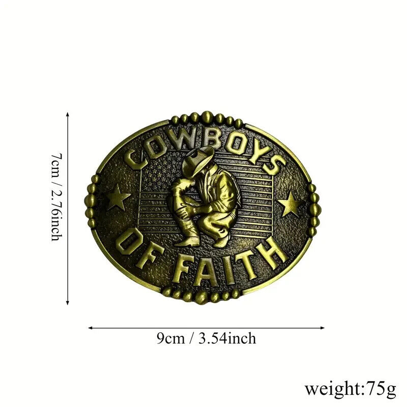 Cowboys of Faith Kneeling to pray Religious Belt Buckle USA Flag Belt Buckle
