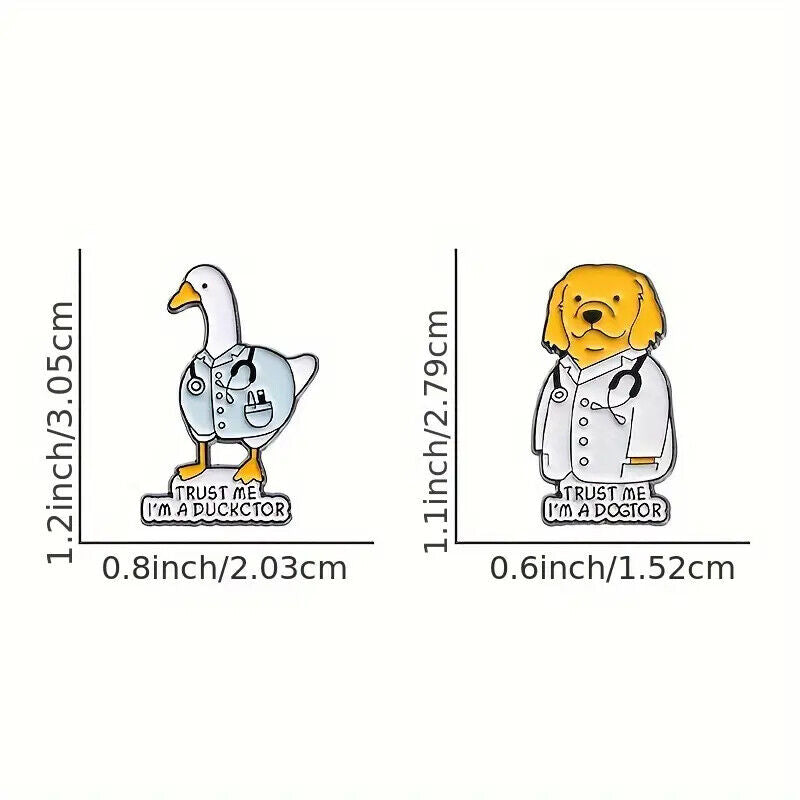 DOCTOR DOG DUCK Metal Enamel Pin Badge MEDICAL FUNNY STUDENT DUCKCTOR DOGTOR