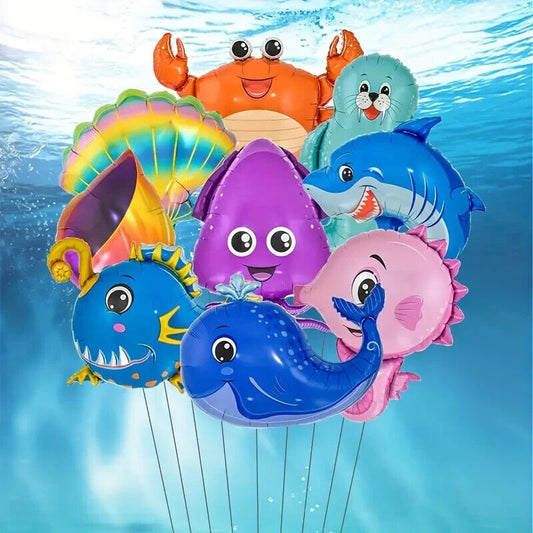 Sealife Foil Balloon Party Birthday Sea Ocean Fish Shark Whale Crab Shell Big