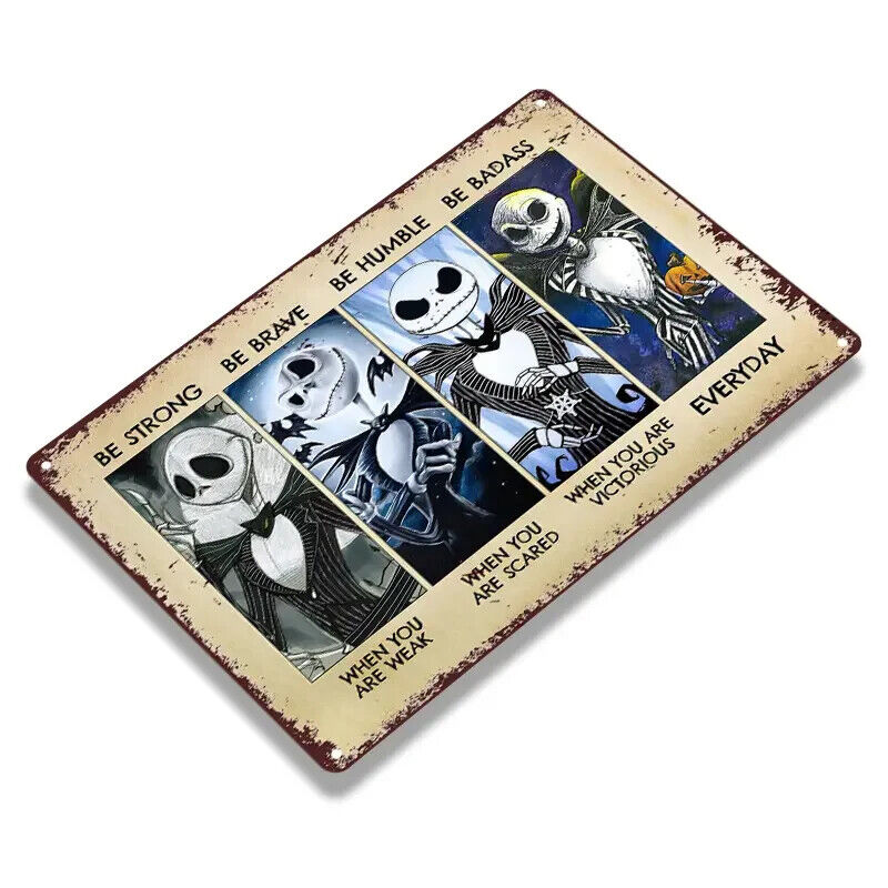 Jack Skellington STRONG BRAVE HUMBLE BADASS Tin Metal sign HALLOWEEN XMAS DARK