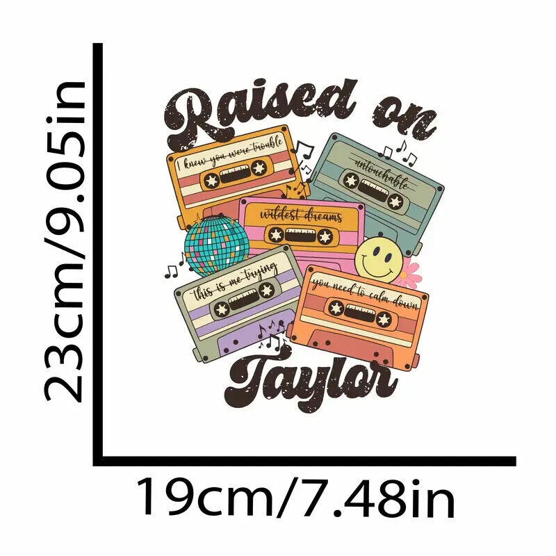 RAISED ON TAYLOR SWIFT SWIFTIE Sticker Clothes Patches Heat Transfer DIY T-Shirt