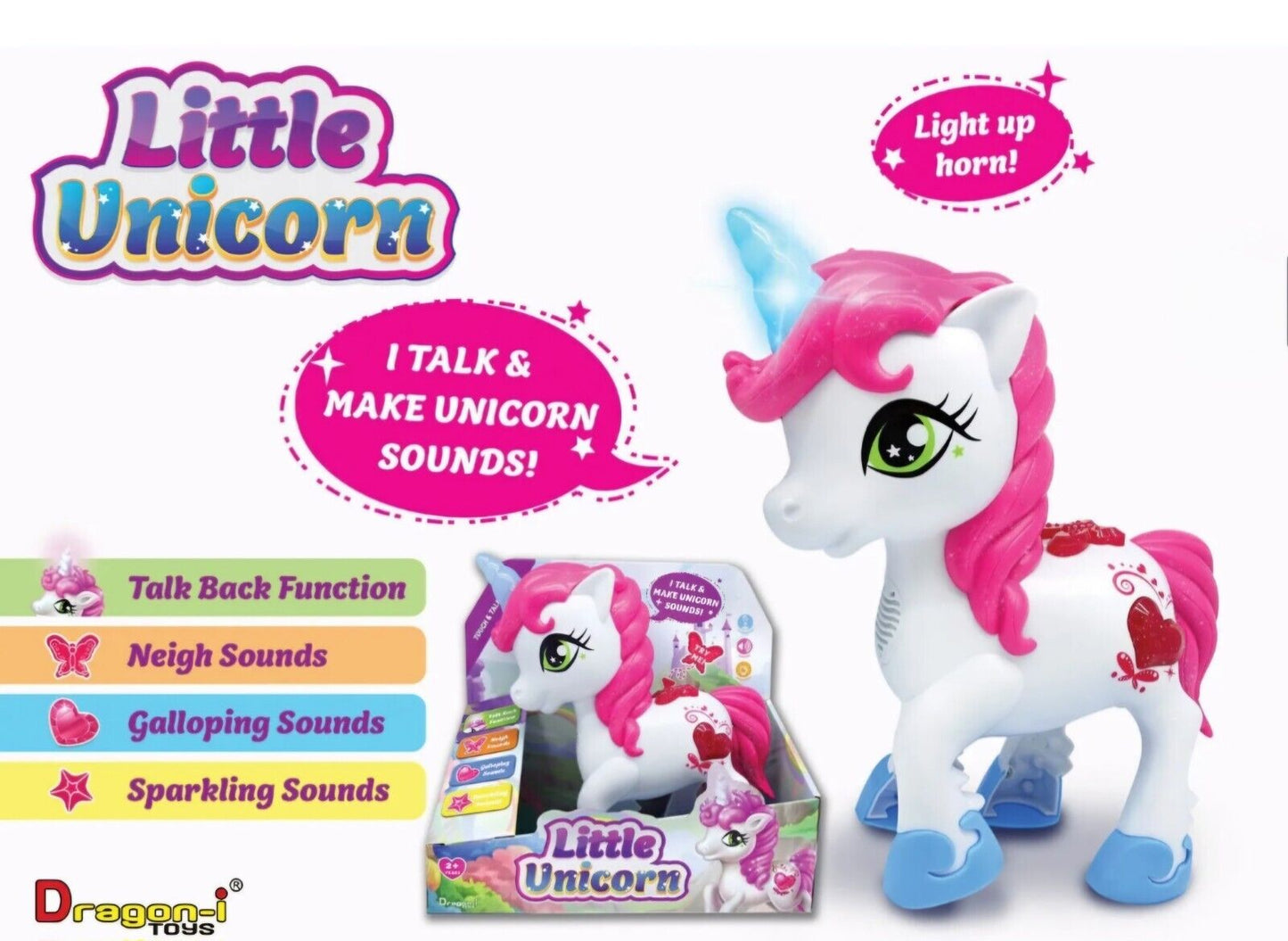Dragon-i Little Unicorn Touch & Talk Interactive Toy Sounds Kids Toy GIRLS HORSE