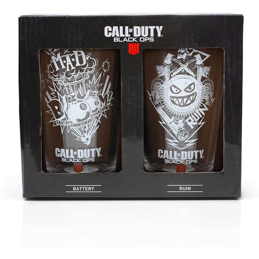 2 Drinking Pint Glasses Call of Duty Black Ops IIII COD Activision RUIN BATTERY