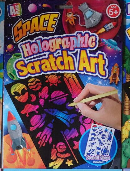 Holographic Scratch Art Kits BOYS AND GIRLS Kids Adults Engraving Craft Set