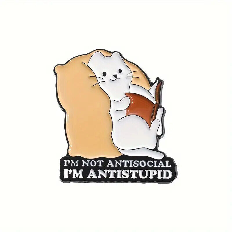 CAT ANIMAL Metal Enamel Pin Badge Retro Kids Adult Teen QUOTES FUNNY COMICAL