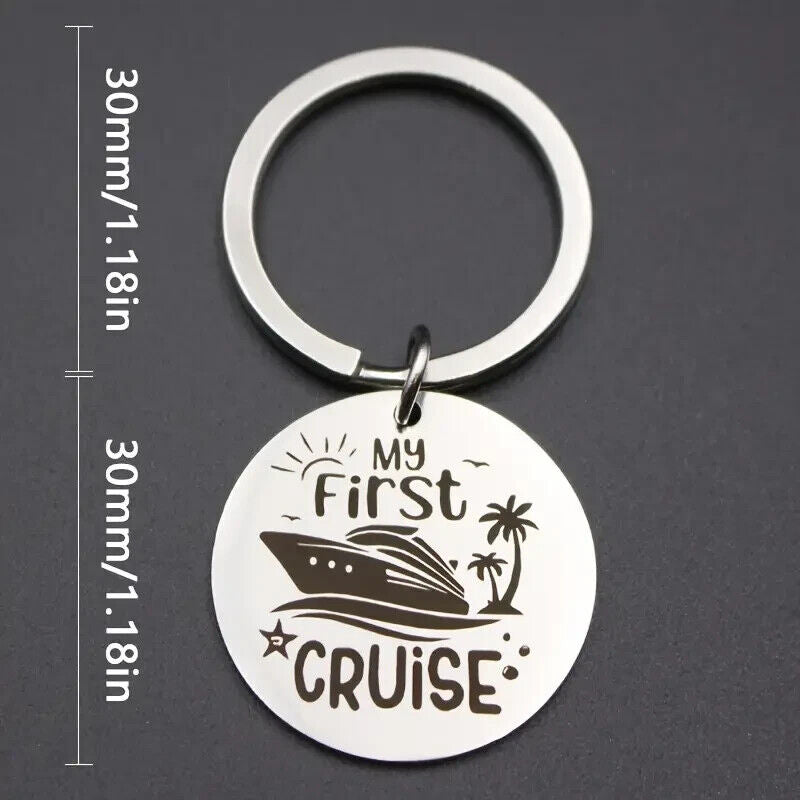 MY FIRST CRUISE Keyring Keychain TRAVEL GIFT SHIP PALM TREES HOLIDAY