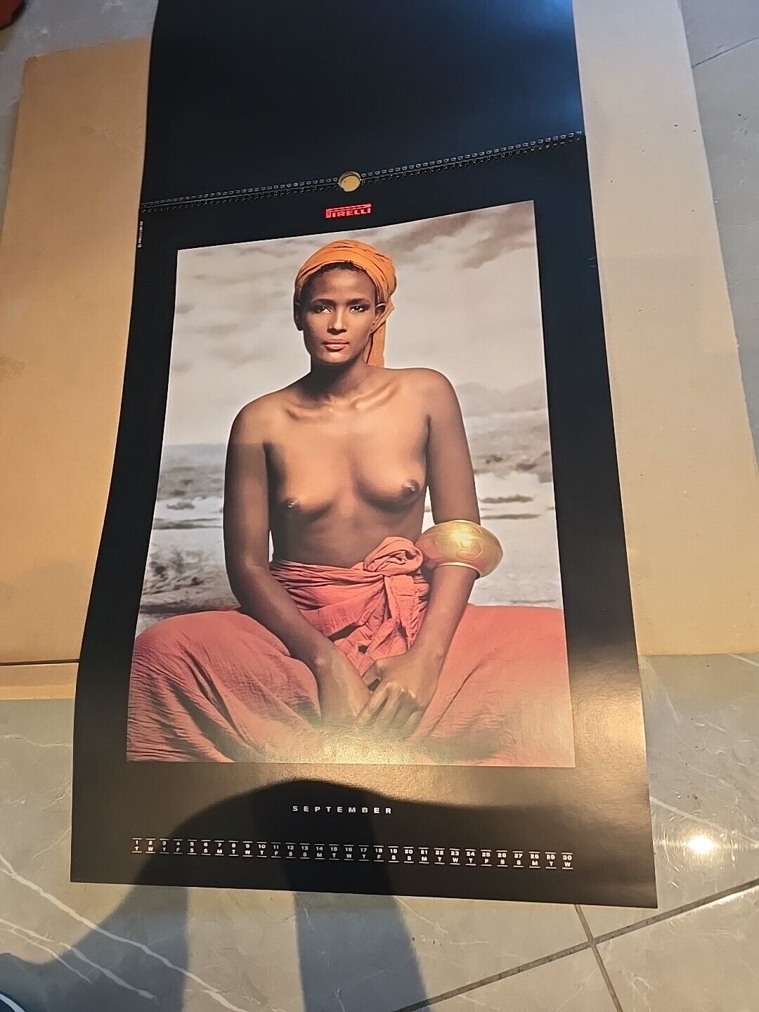 VINTAGE Pirelli 1987 printed calendar all 12 months cover original box BLACK