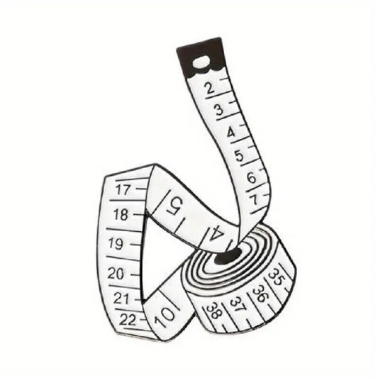 TAPE MEASURE Pin Badge HABERDASHERY CRAFT WHITE CLOTHES YARN CROCHET EMBROIDERY