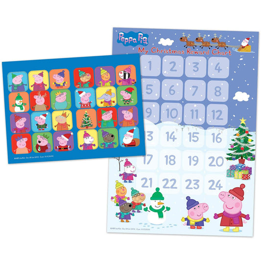 PEPPA PIG ADVENT REWARD CHART CHRISTMAS COUNTDOWN 24 STICKERS XMAS KIDS NETFLIX