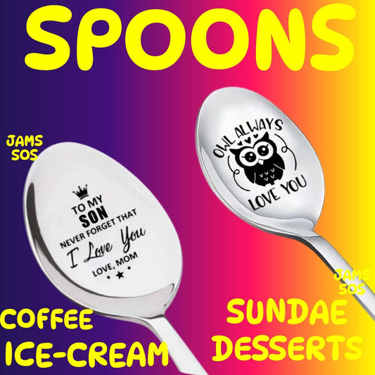SON I ALWAYS LOVE YOU OWL LOVE YOU COFFEE SUNDAE COCKTAIL SILVER NOVELTY SPOON