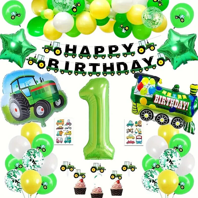 Tractor Train Balloon Party Birthday Decorations Boys Balloons Green KIDS FARM