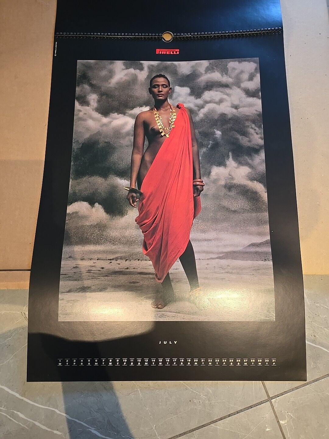 VINTAGE Pirelli 1987 printed calendar all 12 months cover original box BLACK