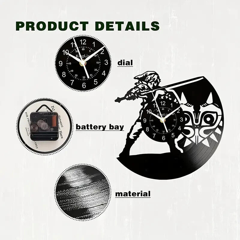 Legend of Zelda Vinyl Wall Clock Home Décor Design Best Gift Birthday Holiday