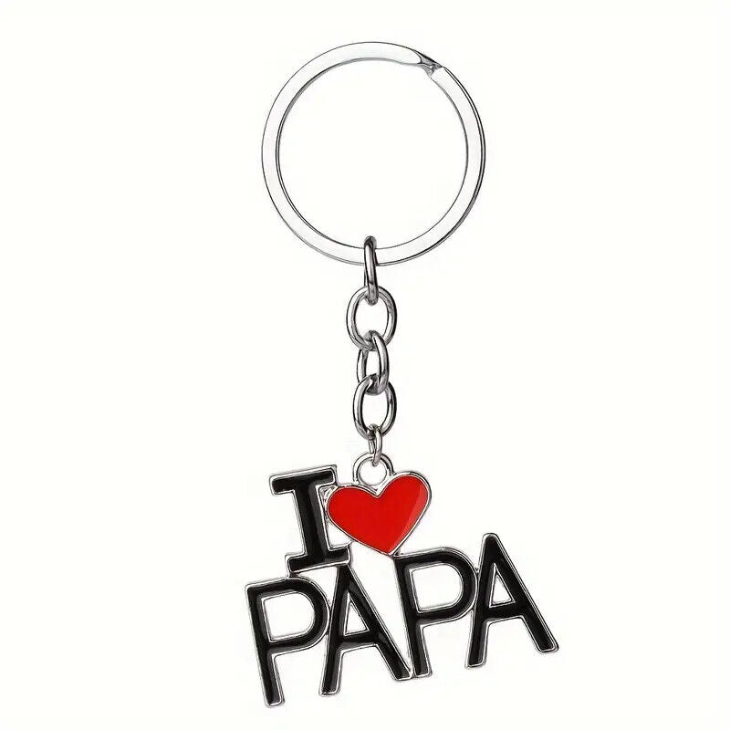 I LOVE MAMA MOM DAD PAPA Keyring KEEPSAKE FAMILY PARENTS GIFT KEYCHAIN