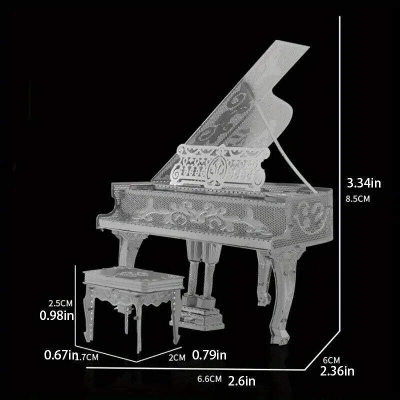 Grand Piano Metal Model Instrument 3D Laser Cut Sheet Metal Nano Kit Puzzle Gift