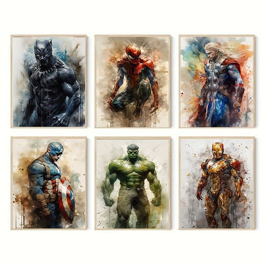 Marvel Avengers DC Movie CANVAS PRINT SPIDERMAN IRON MAN THOR HULK BLACK PANTHER