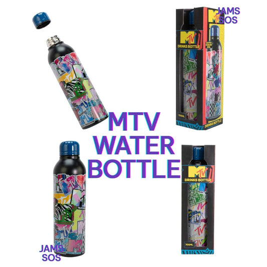 MTV Steel Water bottle COLLECTIBLE strange and unusual 2024 BLACK GREEN MUSIC