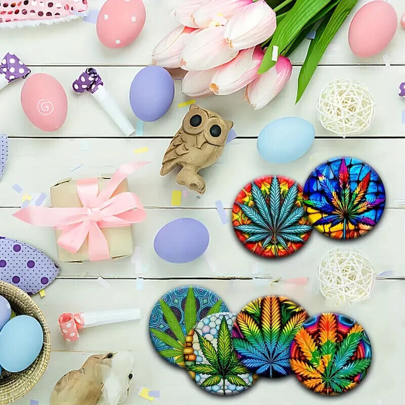 6 Set Coasters Drinks Coaster Gift FIRE LEAF BUD COLOUR WEED 420
