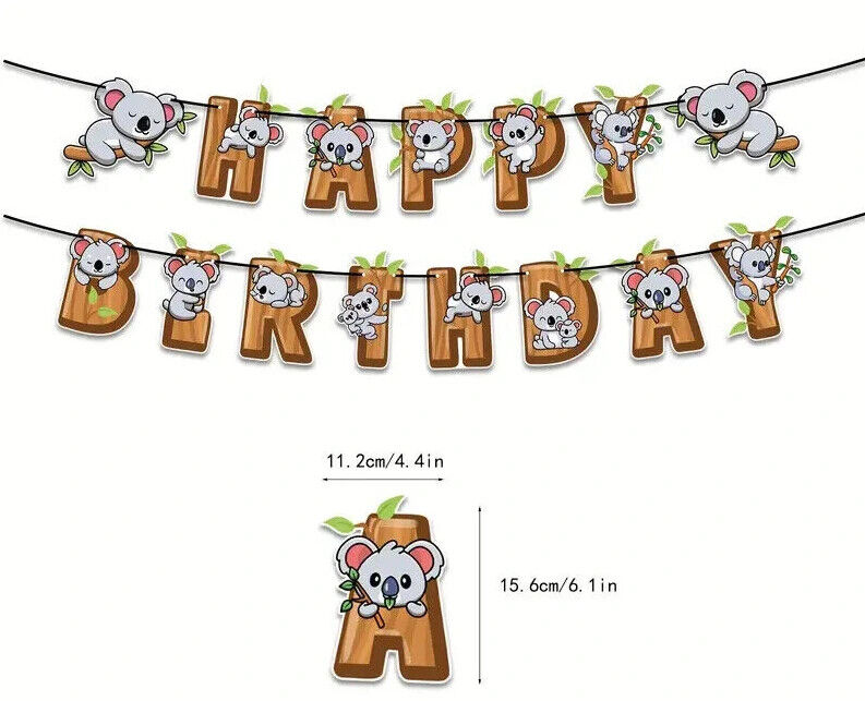 Koala Party Decorations Balloons Birthday Kids Banner Cake Toppers CELEBRATION