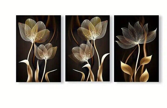 BLACK TULIP Canvas Art Pictures Large BEAUTIFUL CLASSIC GOTHIC GOTH LOVE GOLD