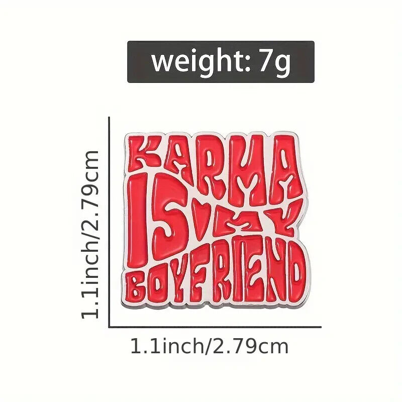 LARGE Taylor Swift Karma is my Boyfriend Style Pin Badge Swiftie Brooch Retro