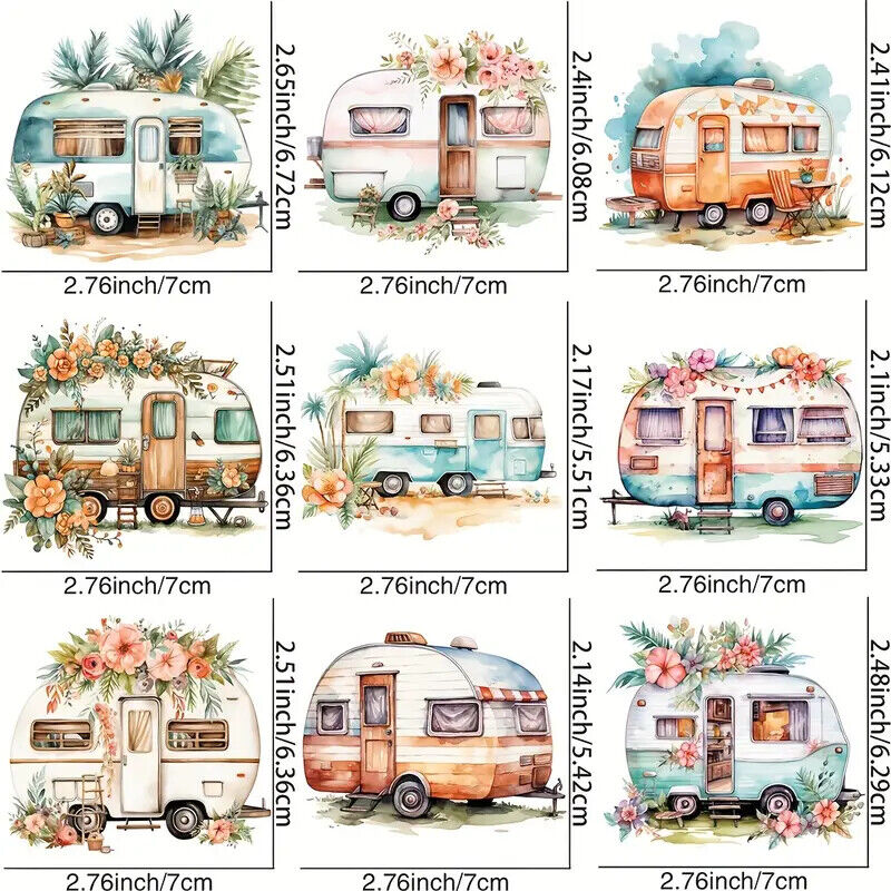 CAMPING CAMPER IRON-ON TRANSFER LOVE HIPPY FRIENDS TRAVEL GLAMP ADVENTURE FLORAL