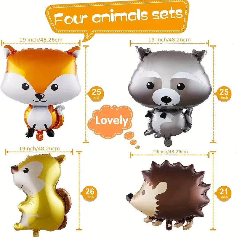 SQUIRREL FOX RACOON HEDGEHOG WOODLAND Large Balloons Animal Wild Animal
