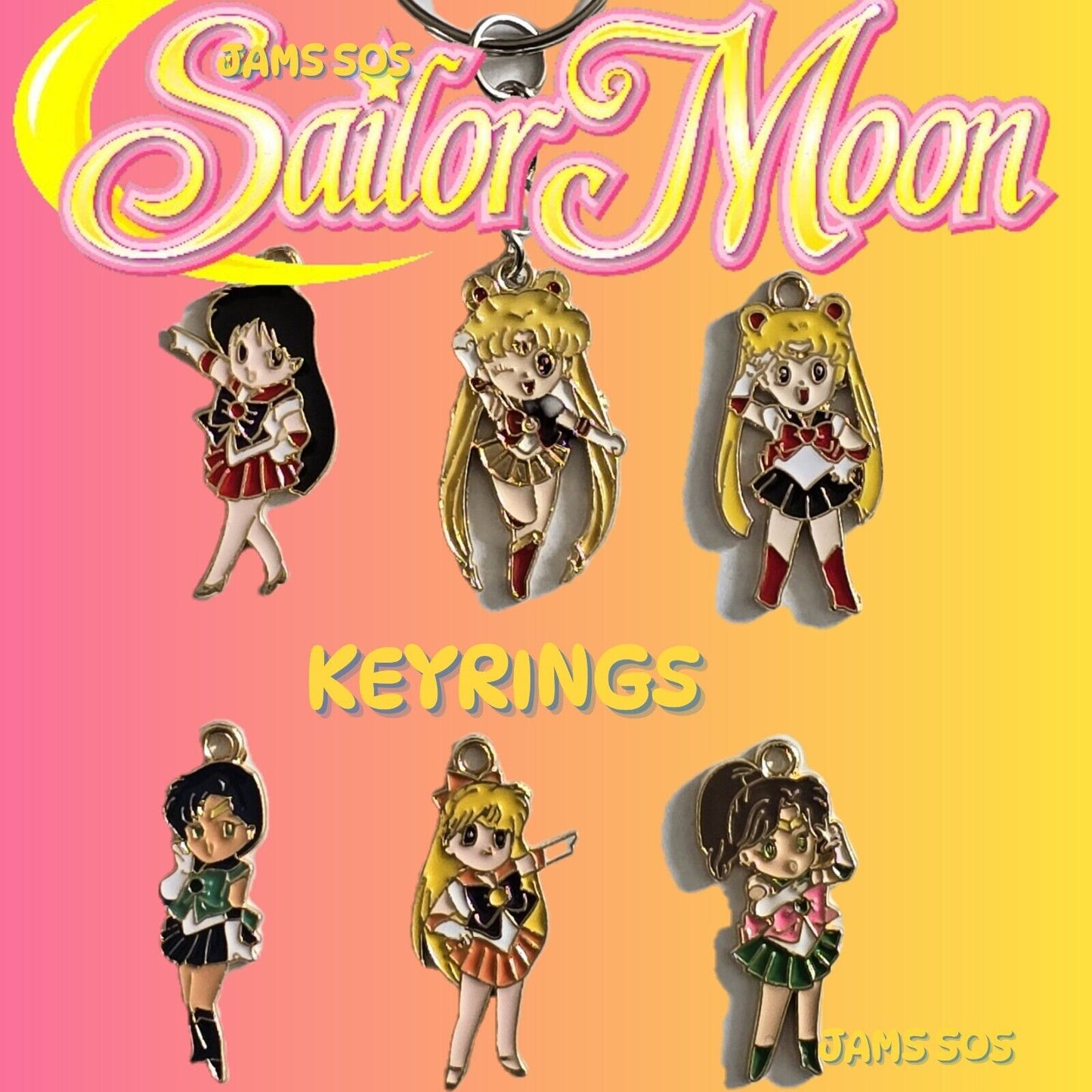 Sailor Moon Anime Venus Mercury Jupiter Mars Water Ice KEYRING KEYCHAIN KEY RING