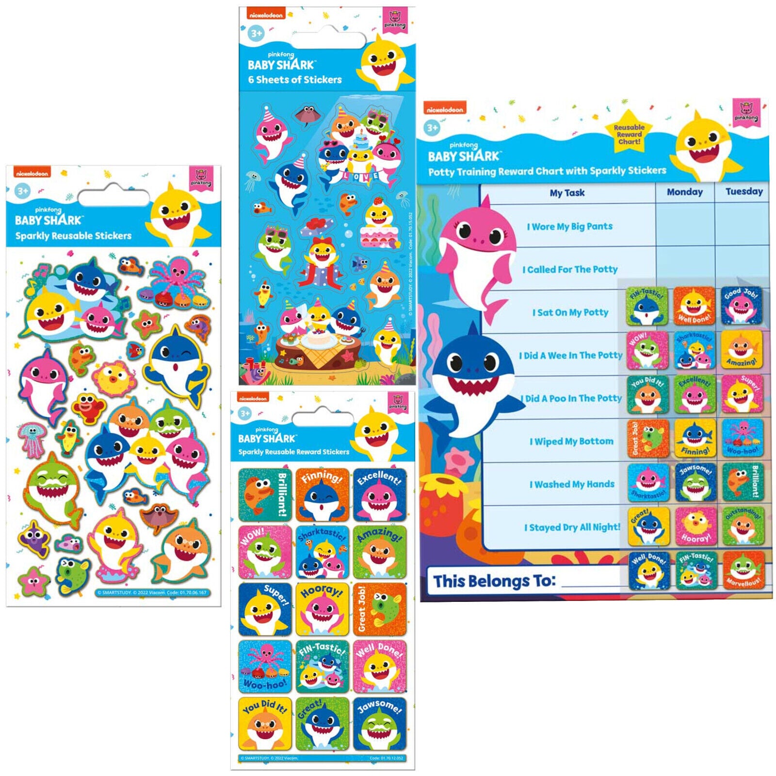 Baby Shark Potty Toilet Training Reward Chart & Stickers sticker nick jr