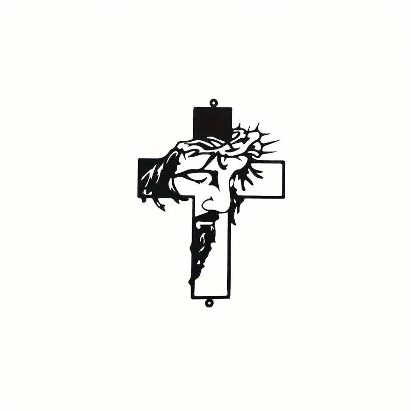 Jesus HEAD On A Cross Metal Wall Art Display Christian Religious Decoration