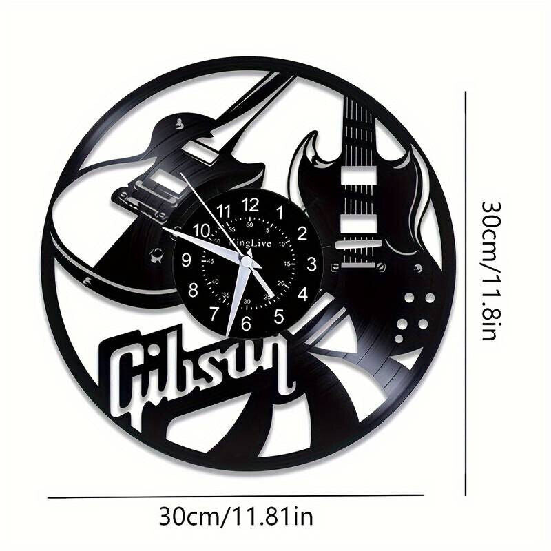 Gibson Guitar Music Wall Clock Records Decor Gift Christmas Birthday Vinyl Art