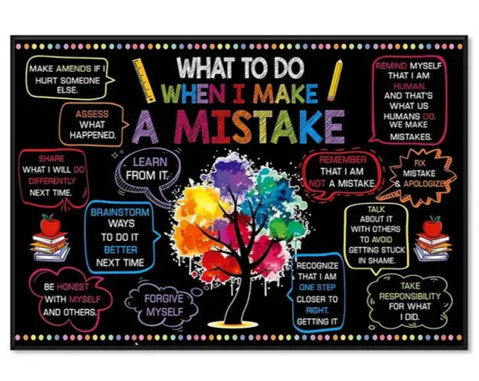 WHAT TO DO WHEN I MAKE A MISTAKE Canvas Wall Art Print Encouragement PROBLEM