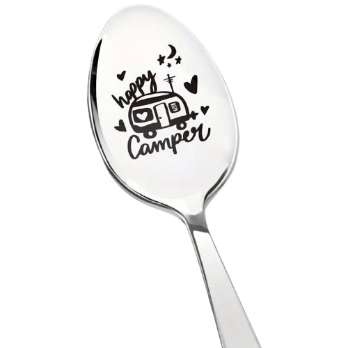HAPPY CAMPER SOUL HAPPY Spoon ICE CREAM COFFEE SUNDAE SILVER SMILE SMILEY FACE