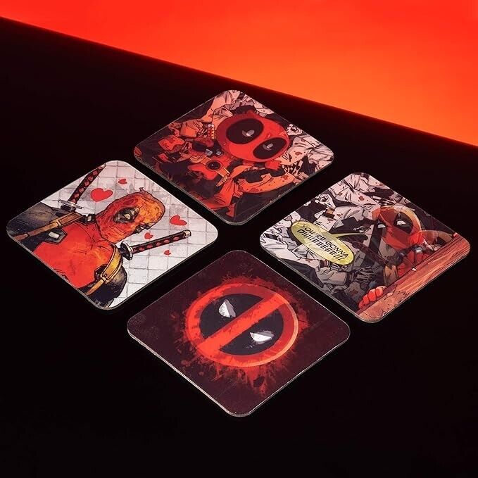 DEADPOOL LENTICULAR Coaster SET Officially Licensed WOLVERINE DIE LOGO ANTIHERO