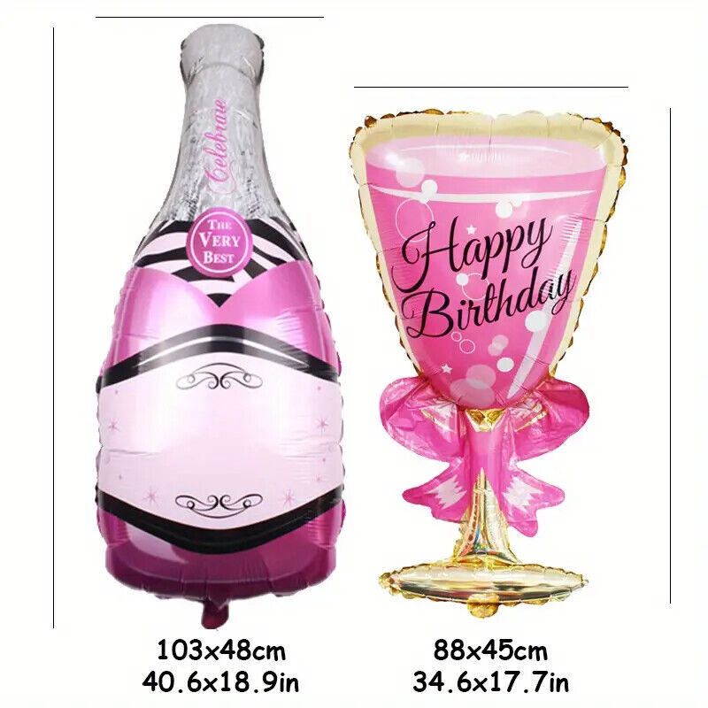 Champagne Bottle Glass Large Foil Balloon Happy Birthday Party Wedding Prom