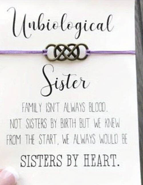 UnBiological Sister Heart Bracelet Infinity Wish Card Best friends bracelets bro
