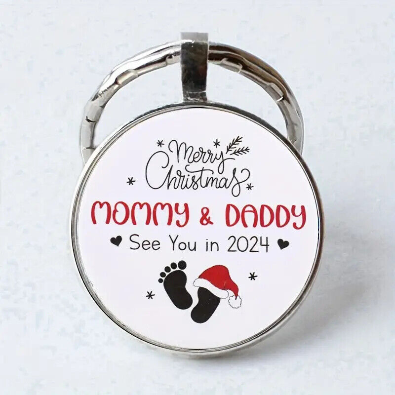 FIRST CHRISTMAS MUMMY DADDY 2024 Keyring KEYCHAIN NEW BABY NEWBORN MERRY THANK