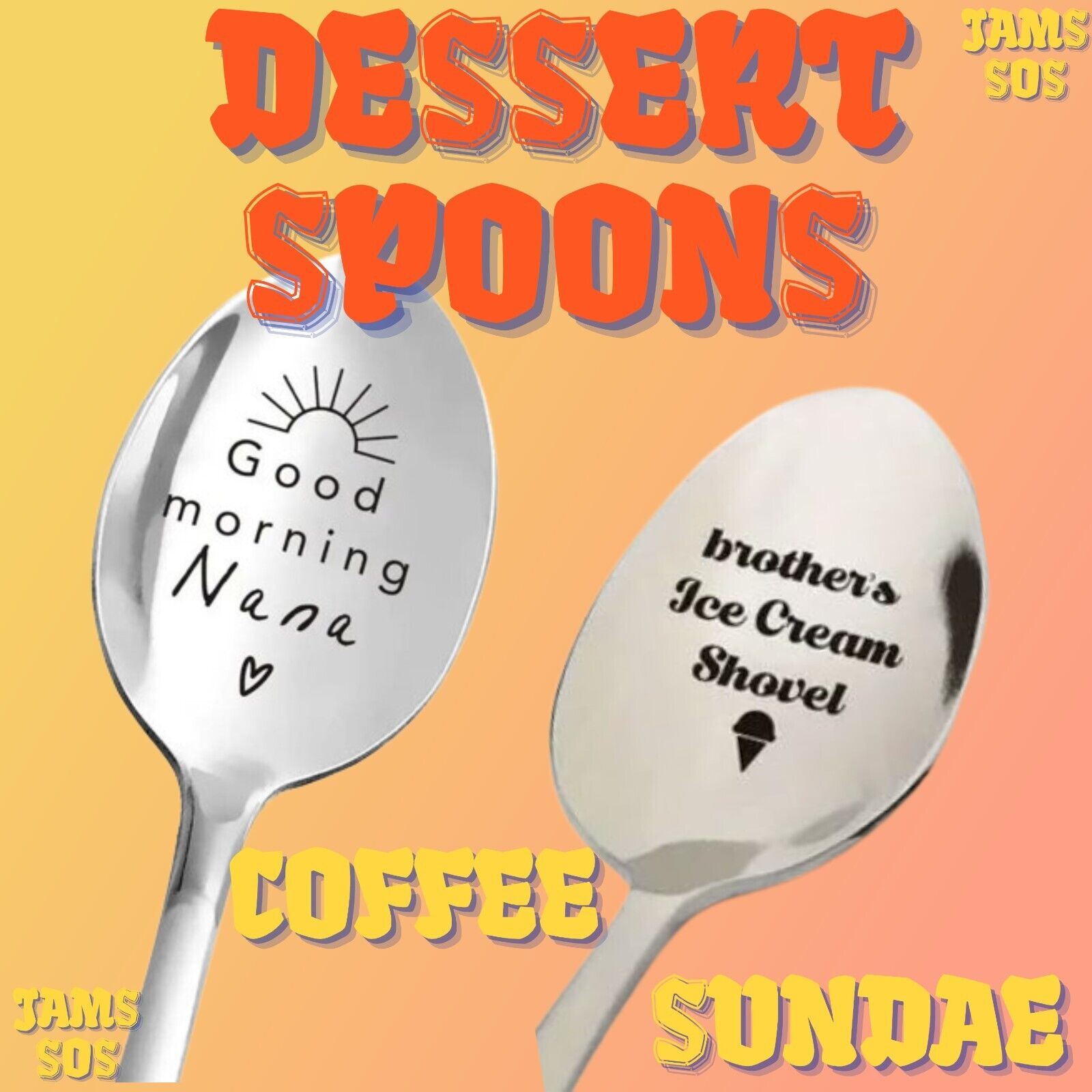 FAMILY NANA BROTHER Spoon ICE CREAM COFFEE SUNDAE SILVER COCKTAILS MORNING