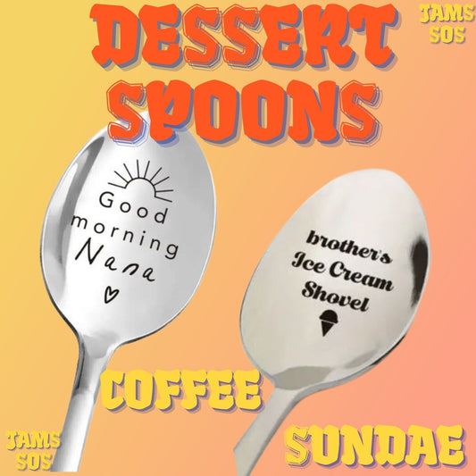 FAMILY NANA BROTHER Spoon ICE CREAM COFFEE SUNDAE SILVER COCKTAILS MORNING