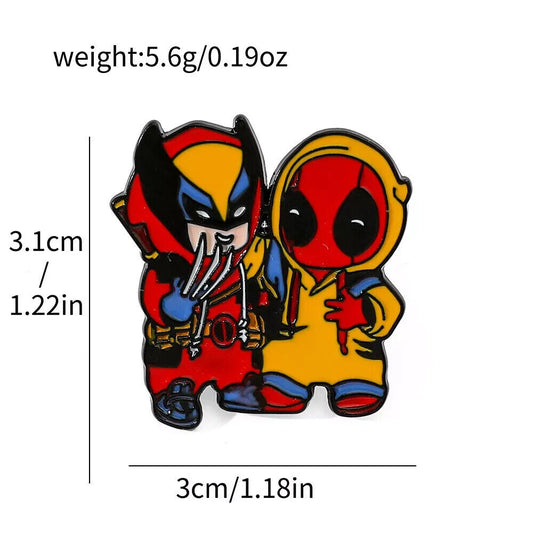 Enamel Metal Pin Badge Accessory Marvel Deadpool & Wolverine FACE OFF Movie 2024