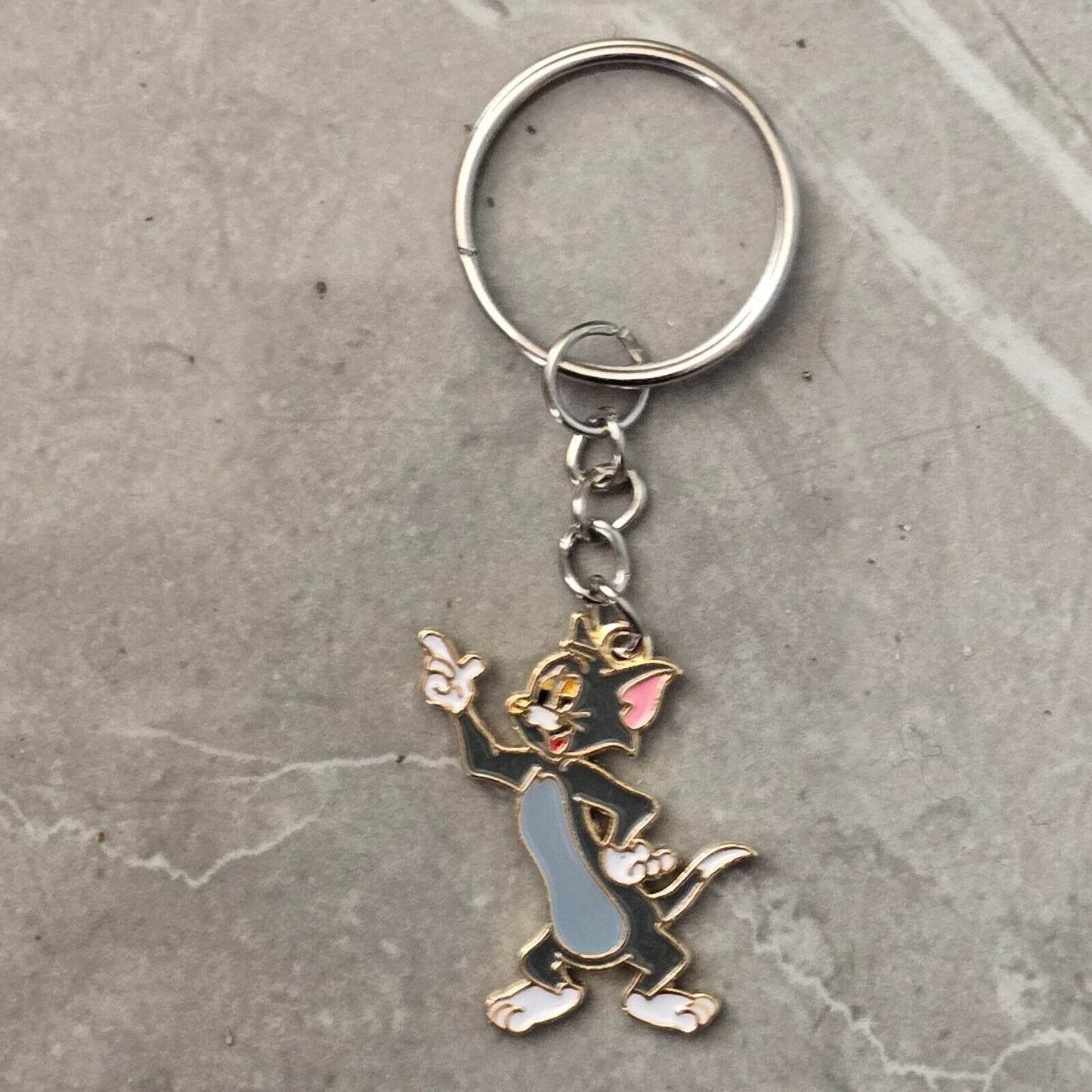 TOM & JERRY Handmade Style Enamel Cartoon Charms keyring keychains AND KEY RING