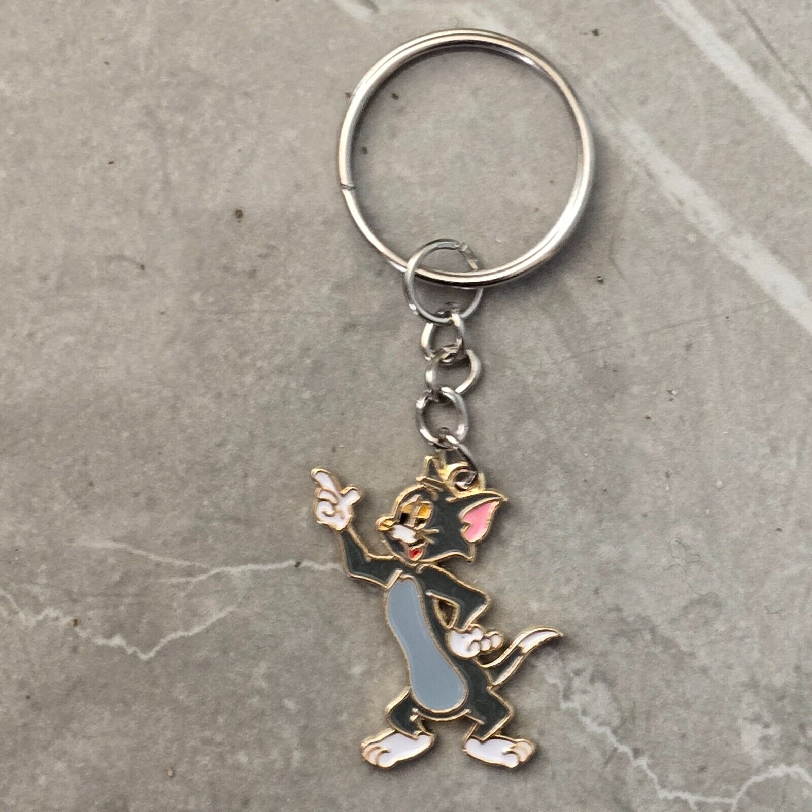 TOM & JERRY Handmade Style Enamel Cartoon Charms keyring keychains AND KEY RING