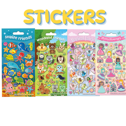 FUN FOILED STICKERS REUSABLE WOODLAND SEALIFE PRINCESS FAIRIES MAGICAL SPARKLY