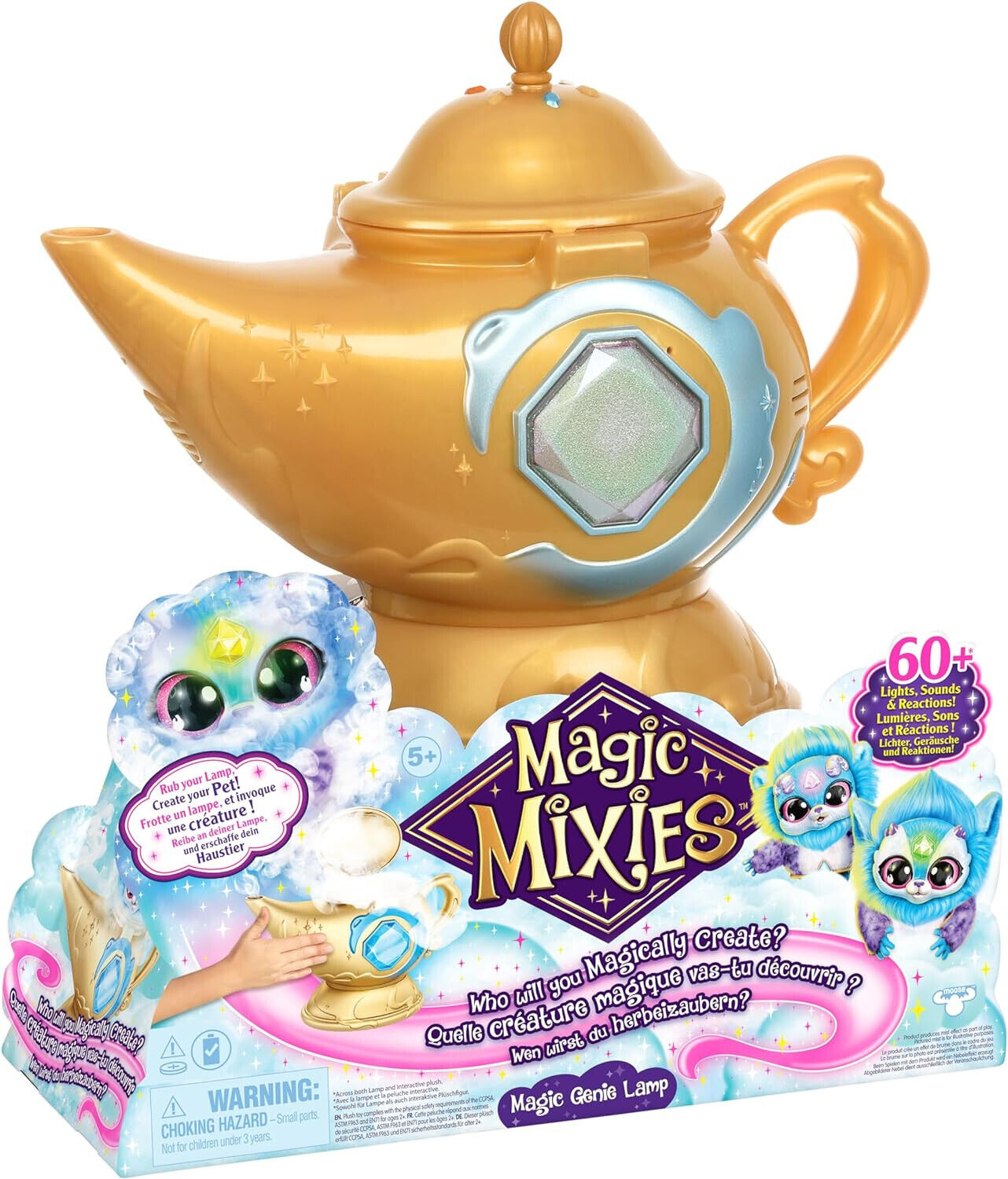 Magic Mixies Magic Genie Lamp with Interactive 8 inch BLUE Plush Toy & 60+ Sound