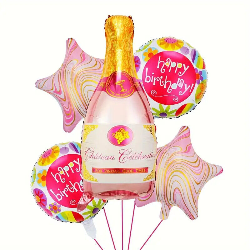 Champagne Bottle Foil Balloons Bunting Banner Wedding Party Birthday Decor